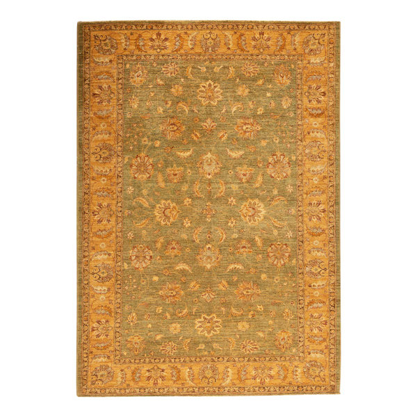 Bokara Rug Co., Inc. HighQuality HandKnotted Green/Gold Area Rug